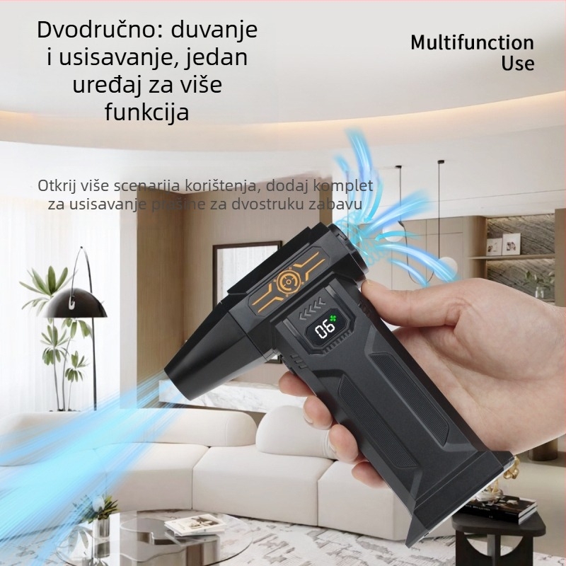 Wopada ručni prijenosni ventilator, bezkefni motor, ugrađena litijska baterija, 5 brzina, digitalni zaslon, USB napajanje