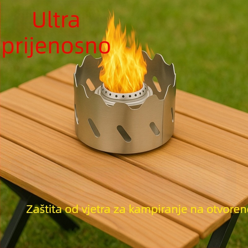 Trostruki nehrđajući čelični vjetrobran za kamp-kuhalo, sklopiv, prijenosan, 40 g