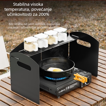 Vanjski vjetrobran za štednjak - sklopni štit tipa kartica, cink-železna legura, prijenosno i otporno na vjetar