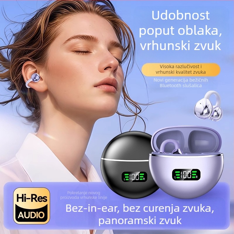 Bežične slušalice M79: klips dizajn, otvorene za uho s koštanom vodljivosti, potpuno bežične, Bluetooth 5.4, IPX6 vodootporne, do 4 sata trajanja baterije