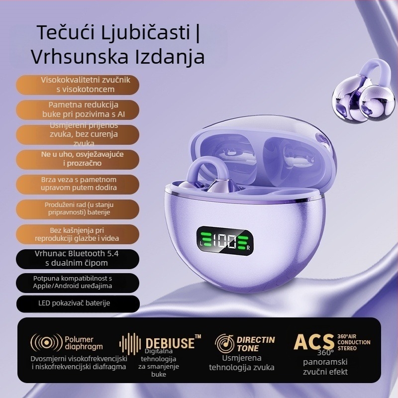 Bežične slušalice M79: klips dizajn, otvorene za uho s koštanom vodljivosti, potpuno bežične, Bluetooth 5.4, IPX6 vodootporne, do 4 sata trajanja baterije