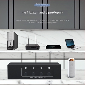 Tonli AUX-401 4-u-1 audio prekidač, stereo 3,5 mm priključak, visoka zvučna vjerodostojnost
