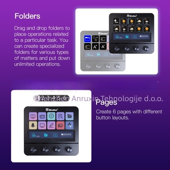 N4 vizualna makro tipkovnica za Stream Deck s LCD zaslonom, četiri okretne tipke, programabilne prečice.