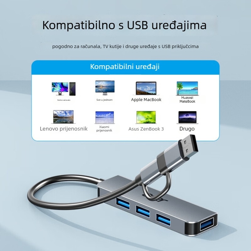 Acer Type-C/USB 3.0 četverportni proširivački docking hub, USB 3.0 sučelje, kabel 0,15 m