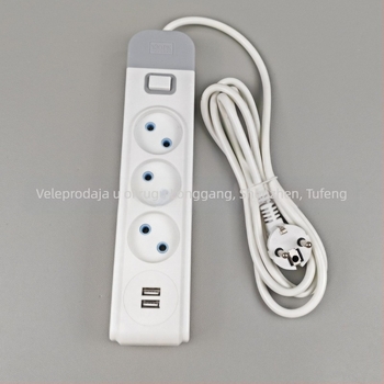 Tuo feng europskog stila produžni kabel sa prekidačem i USB priključkom, 10A, 1500W