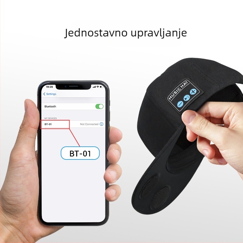 Šešir za sunce s Bluetooth stereo zvučnikom, nosi se na glavi, Bluetooth 5.4, domet 20 m, trajanje 4–8 sati
