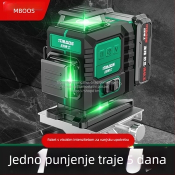 Laser nivo s 12 linija, samonivelirajući, za vanjsku upotrebu, zidni montažni, infracrveni laser