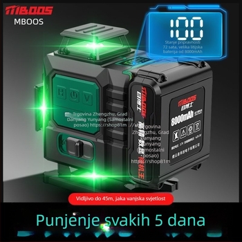 Laser nivo s 12 linija, samonivelirajući, za vanjsku upotrebu, zidni montažni, infracrveni laser