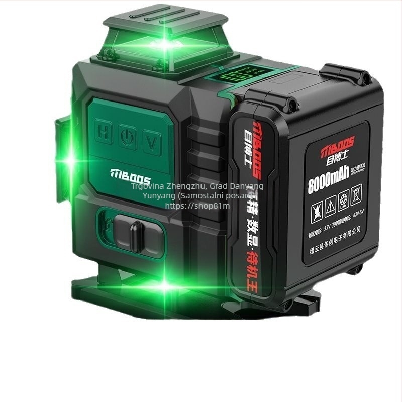 Laser nivo s 12 linija, samonivelirajući, za vanjsku upotrebu, zidni montažni, infracrveni laser