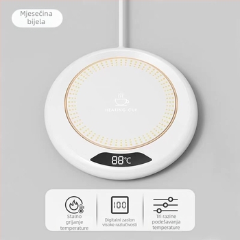 Podloga za grijanje šalice s prilagođenom temperaturom (stabilna temperatura, priključak na struju, mehanička kontrola, automatsko isključivanje, okrugli oblik, plastično kućište)