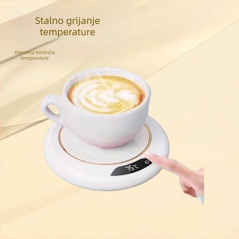 Podloga za grijanje šalice s prilagođenom temperaturom (stabilna temperatura, priključak na struju, mehanička kontrola, automatsko isključivanje, okrugli oblik, plastično kućište)