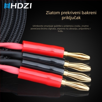 HiFi kabel za zvučnike – pozlaćen, jezgra od bakra bez kisika, čisti bakar, za spoj između pojačala i zvučnika, CCC certifikat