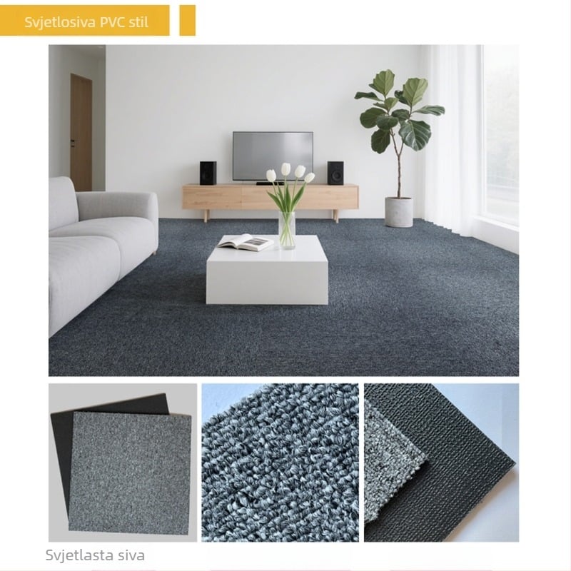 Uredsko tepiha PVC, kvadratni podni prostir, strojno tkanje, vlakna polipropilena 51–60%