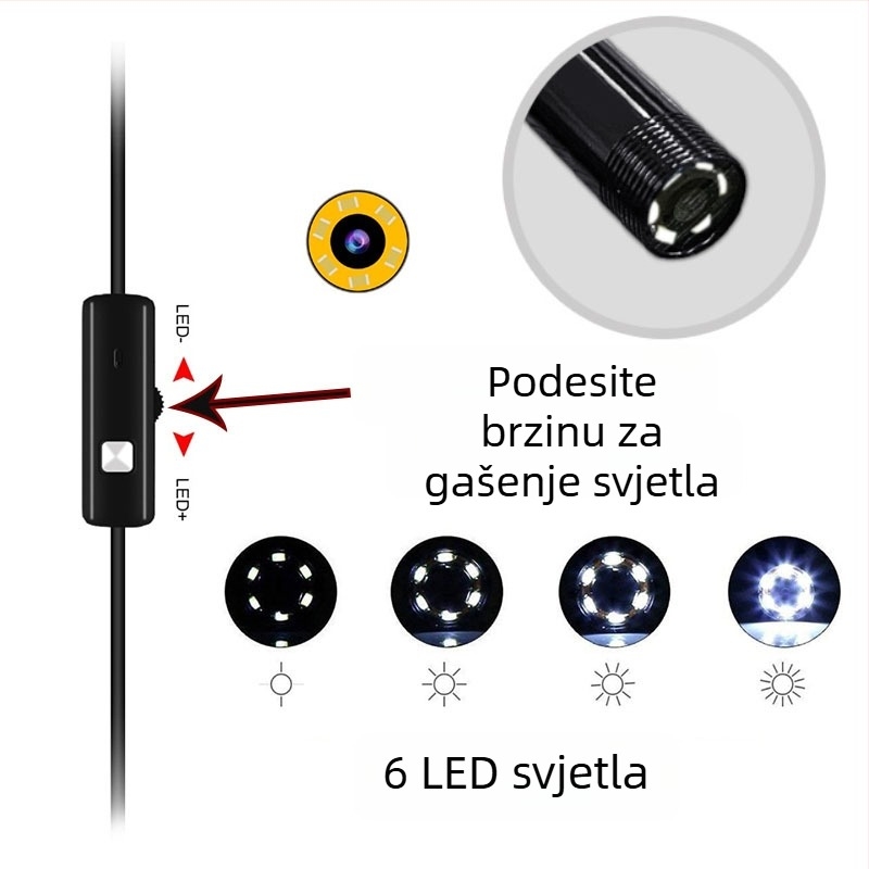 Android Type-C HD endoskop – vodootporna vizualna kamera za klimatizaciju, auto popravak i industrijske cijevi, model HK-5.5-T