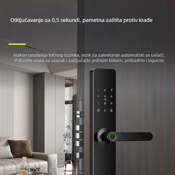 Nh3-5 Pametni brava za vrata s otiskom prsta – kapacitet otisaka: 100, 3.000.000 otključavanja, skeniranje <0,3 s, lažno prepoznavanje 0,00001