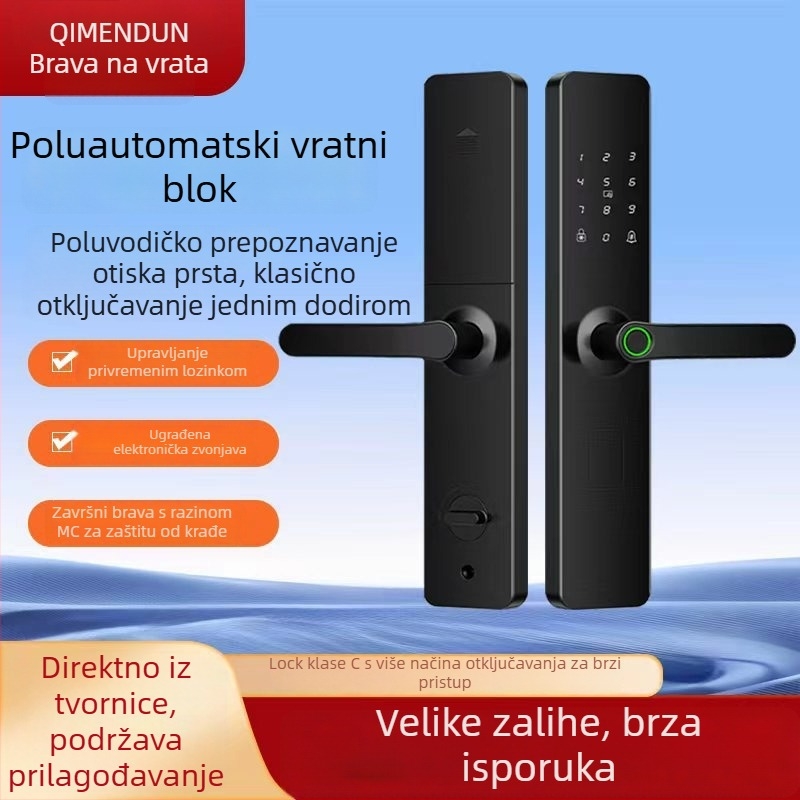 Nh3-5 Pametni brava za vrata s otiskom prsta – kapacitet otisaka: 100, 3.000.000 otključavanja, skeniranje <0,3 s, lažno prepoznavanje 0,00001