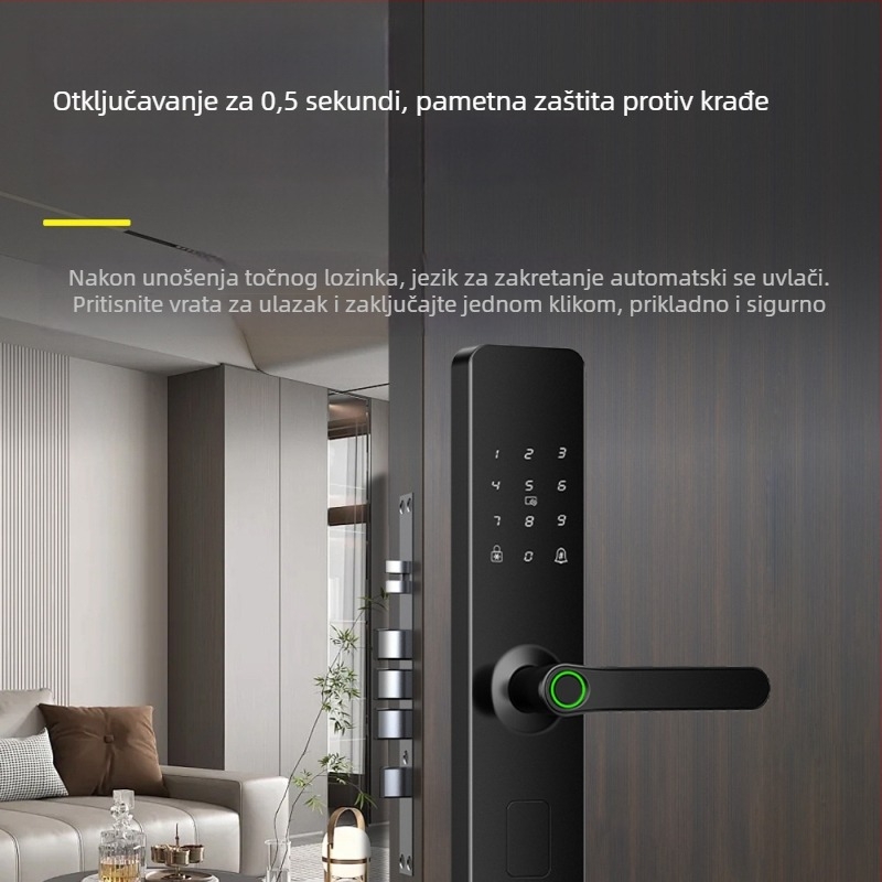 Nh3-5 Pametni brava za vrata s otiskom prsta – kapacitet otisaka: 100, 3.000.000 otključavanja, skeniranje <0,3 s, lažno prepoznavanje 0,00001