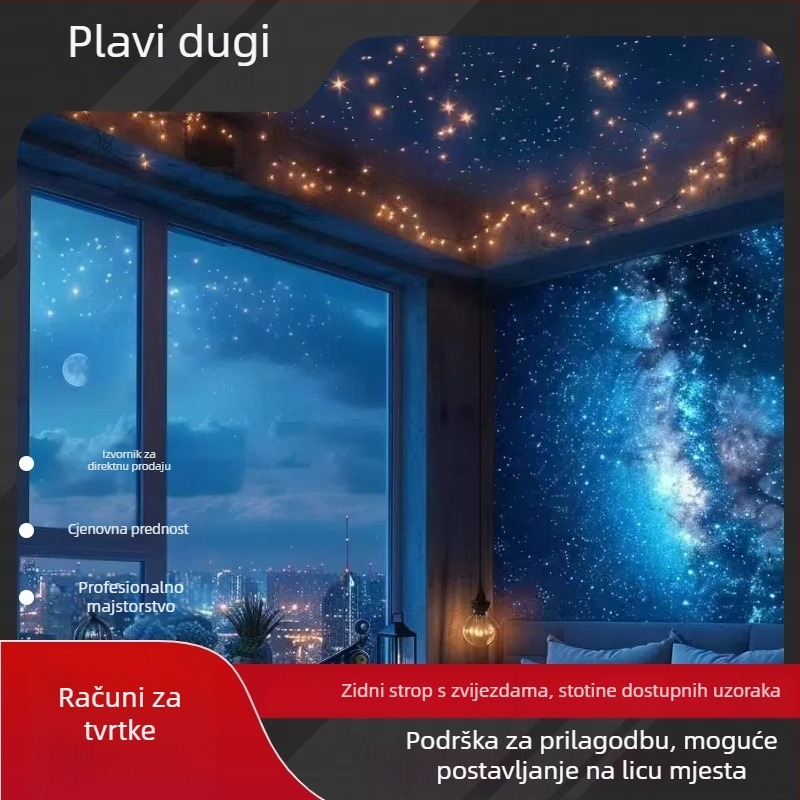 Svjetlo za plafon s vlaknastim optikom i zvjezdanim uzorom, plastično kućište, 220V, 1-20W, prilagodljivo, model Star fiber optic lights