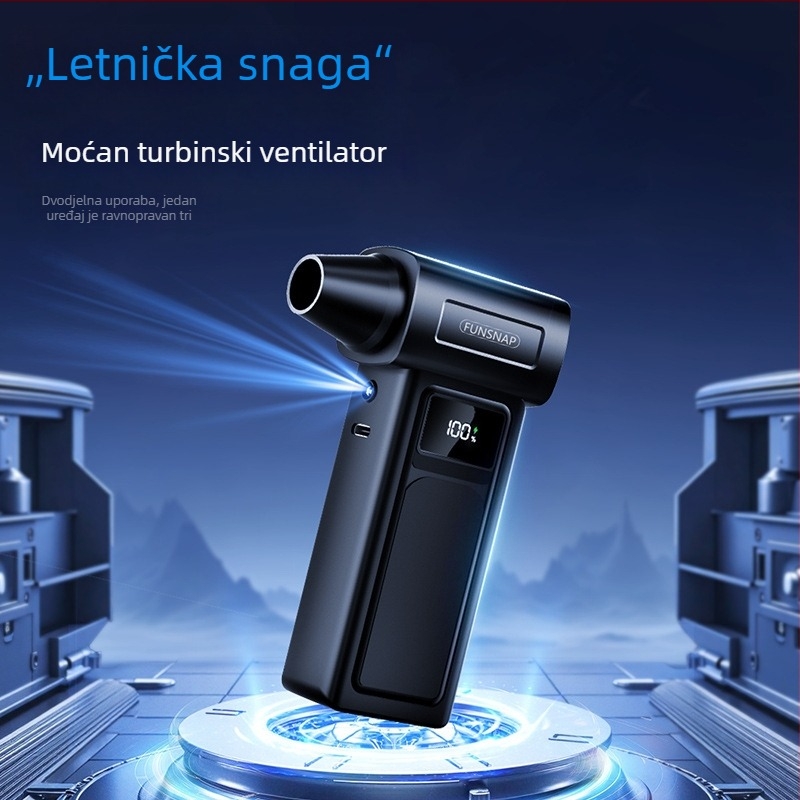 Ručni turbo ventilator, 4 brzine, bez četkasti motor, ugrađena baterija 2000–4000 mAh, buka 36–45 dB