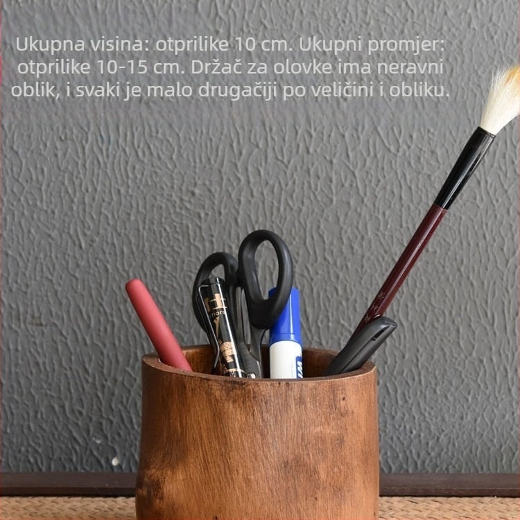 Okrugli držač olovaka od drveta, model T096, retro ukras za kućni ured, poklon za preseljenje i Božić.