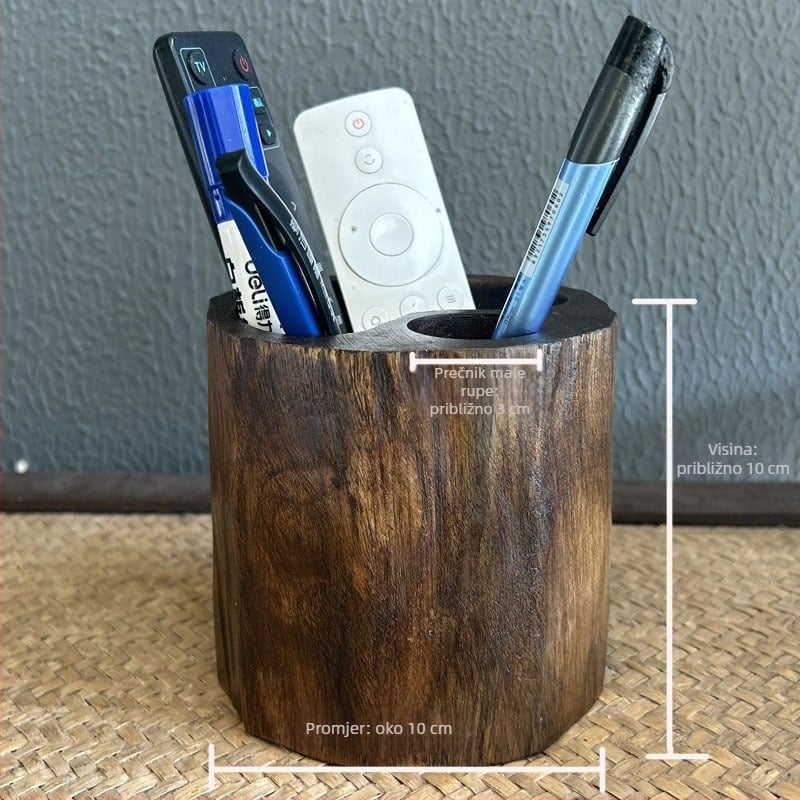 Okrugli držač olovaka od drveta, model T096, retro ukras za kućni ured, poklon za preseljenje i Božić.