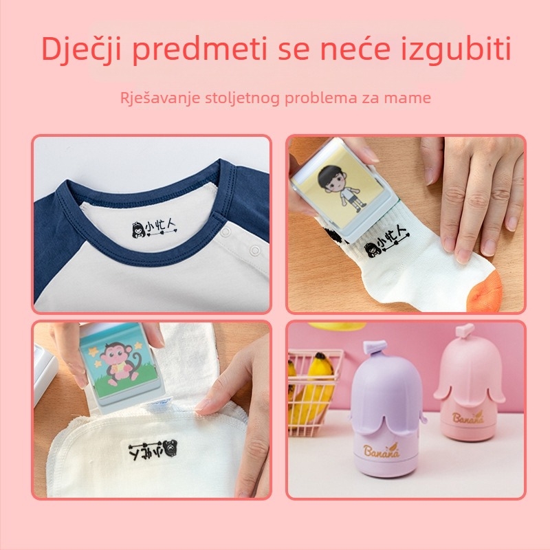 Little Busy Man DYZ pečat s imenom za odjeću, pravokutni plastični pečat, perivi, za otiskivanje na odjeći i papiru