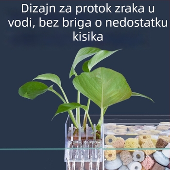 Zidni filtr za akvarij, trostruko filtriranje u jednom, oksigenacija i podrška korisnim bakterijama, tih rad, težina 1 kg