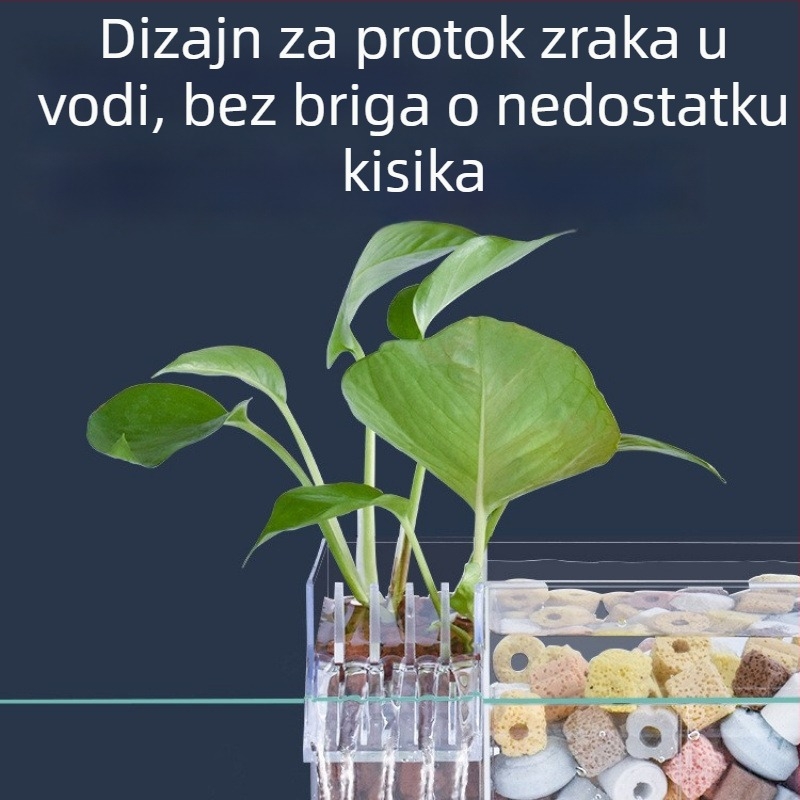 Zidni filtr za akvarij, trostruko filtriranje u jednom, oksigenacija i podrška korisnim bakterijama, tih rad, težina 1 kg