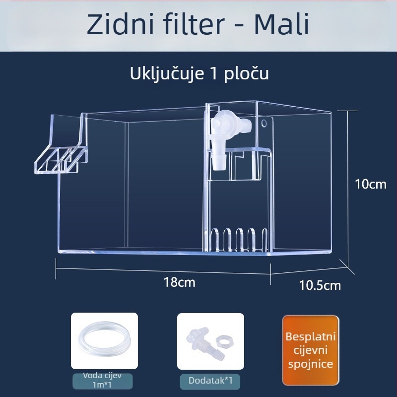 Zidni filtr za akvarij, trostruko filtriranje u jednom, oksigenacija i podrška korisnim bakterijama, tih rad, težina 1 kg