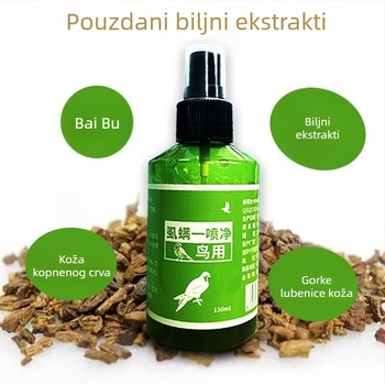 Sprej za vanjske parazite ptica – za papige i natjecateljske golubove; učinkovit protiv ptičjih uši, grinja i parazita.