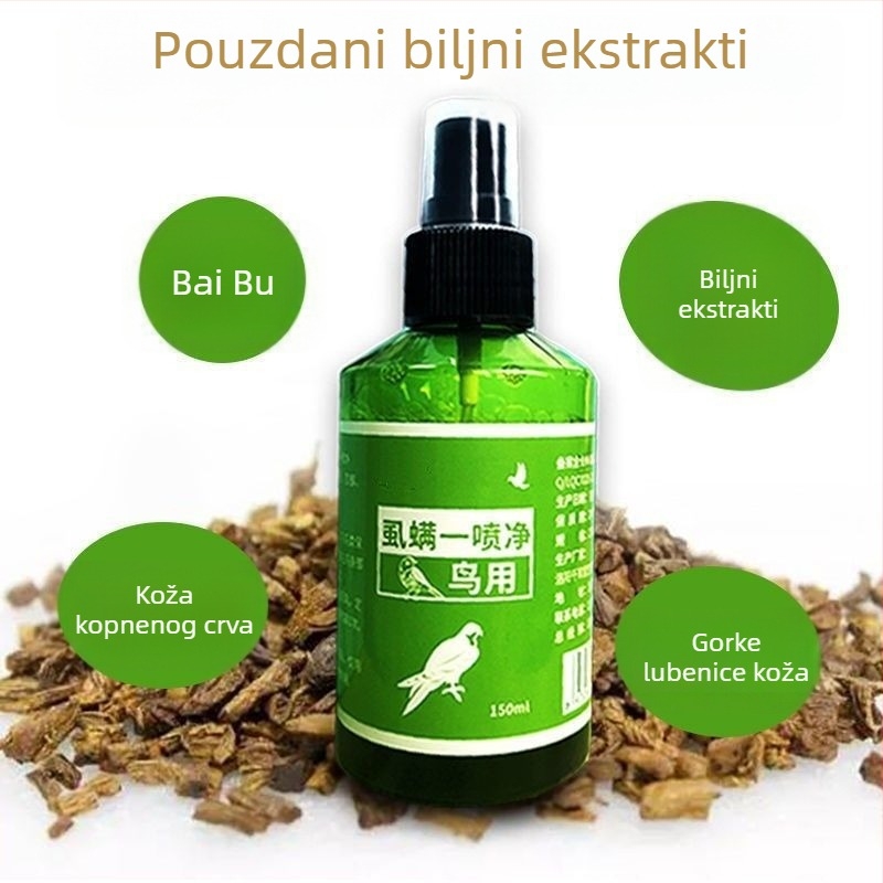 Sprej za vanjske parazite ptica – za papige i natjecateljske golubove; učinkovit protiv ptičjih uši, grinja i parazita.