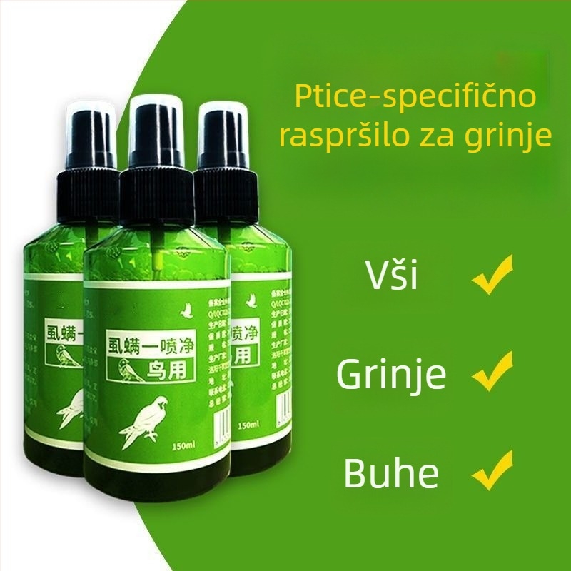 Sprej za vanjske parazite ptica – za papige i natjecateljske golubove; učinkovit protiv ptičjih uši, grinja i parazita.