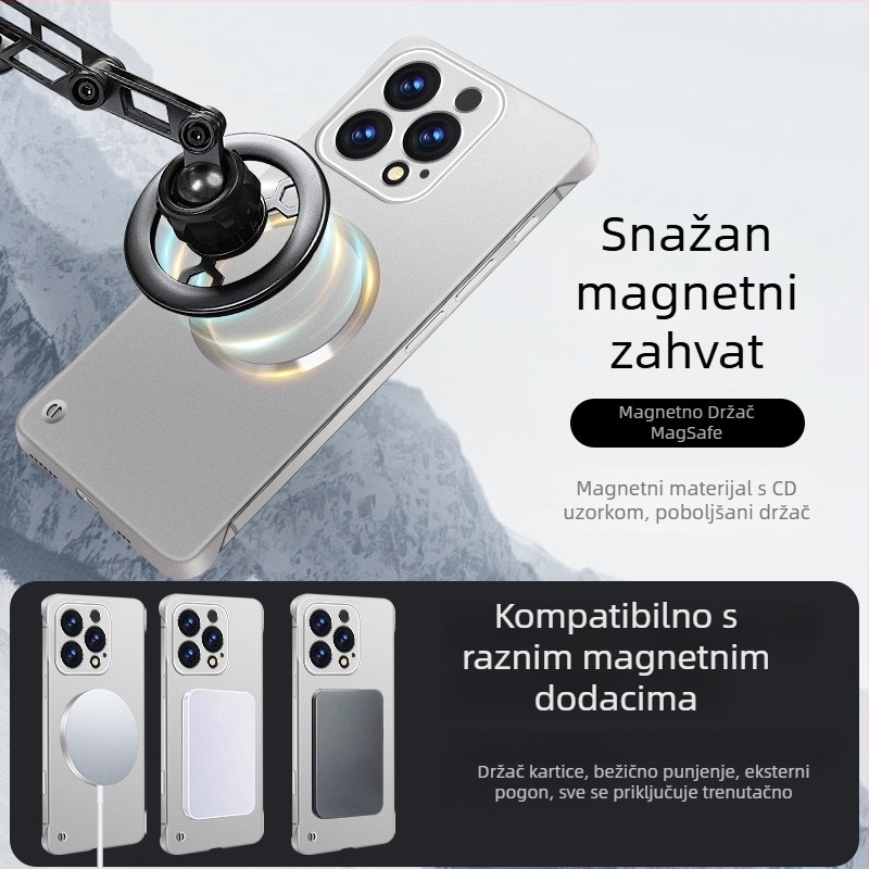 Kućište za iPhone — dizajn bez rubova, magnetsko, PC materijal, premaz sprejem; kompatibilno s iPhone 12 Pro/12 Pro Max/13 Pro/13 Pro Max/14 Pro/14 Pro Max/ iPhone 13