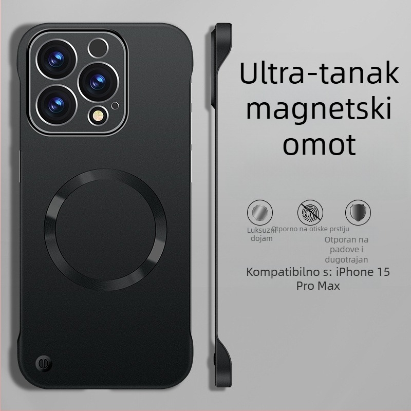 Kućište za iPhone — dizajn bez rubova, magnetsko, PC materijal, premaz sprejem; kompatibilno s iPhone 12 Pro/12 Pro Max/13 Pro/13 Pro Max/14 Pro/14 Pro Max/ iPhone 13
