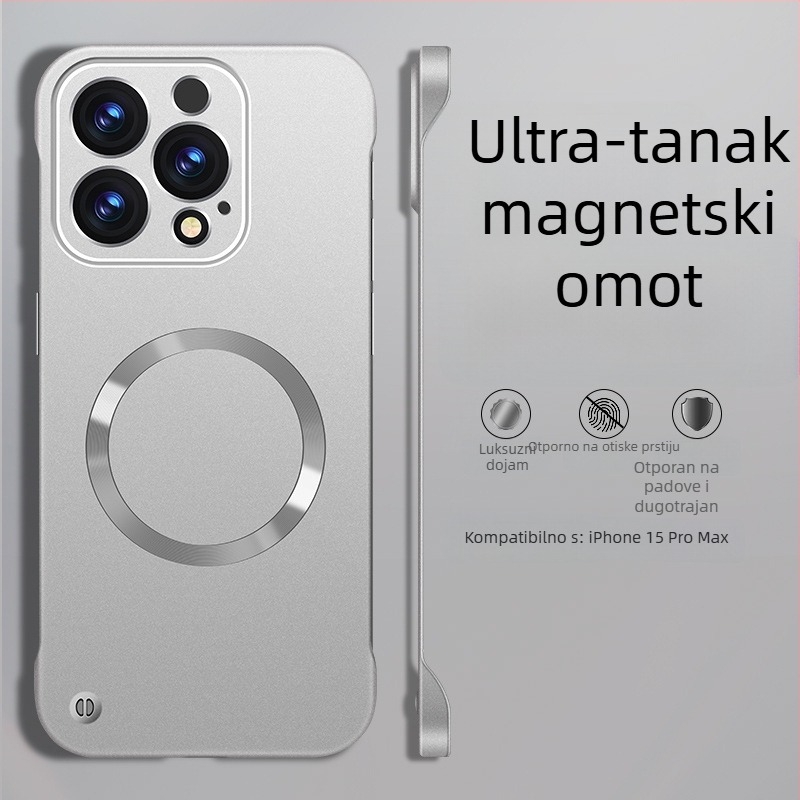 Kućište za iPhone — dizajn bez rubova, magnetsko, PC materijal, premaz sprejem; kompatibilno s iPhone 12 Pro/12 Pro Max/13 Pro/13 Pro Max/14 Pro/14 Pro Max/ iPhone 13