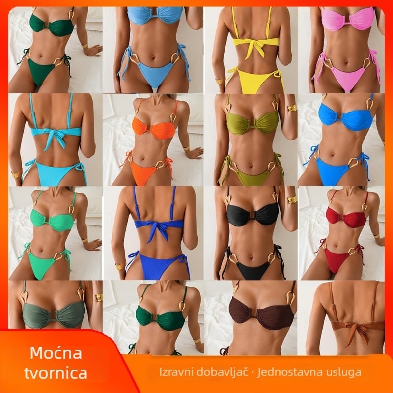Dvodijelni bikini set, jednobojna boja, najlon 80/20 tkanina, s jastučićima za grudi, podstava od poliestera