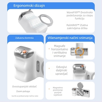 MagSafe držač za fotografiranje pametnih telefona – magnetsko pričvršćivanje, bežično Bluetooth upravljanje, stabilizacija snimke, ABS kućište, kompatibilno s Apple i Android