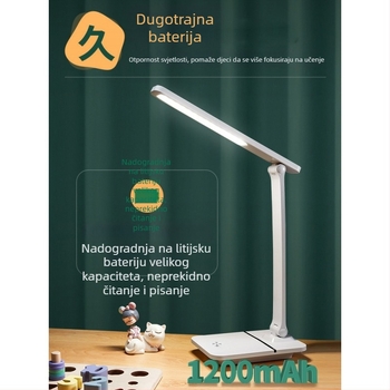 LED mala stolna lampa za učenje – zaštita očiju, USB napajanje, punjiva, glasovno upravljanje, sjenilo PC+ABS (CRI ≥95)