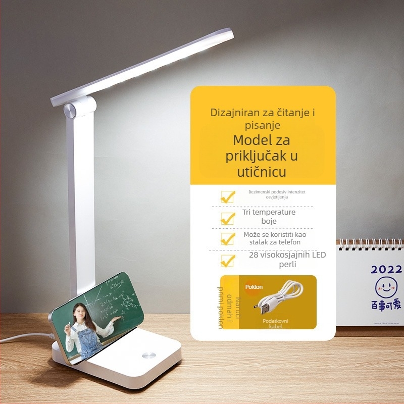 LED mala stolna lampa za učenje – zaštita očiju, USB napajanje, punjiva, glasovno upravljanje, sjenilo PC+ABS (CRI ≥95)