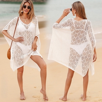 Ženska plažna haljina- pokrivač s otvorenim uzorkom, slobodan kroj, materijal imitacija pamuka s poliester podstavom, 260 g