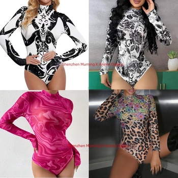 Jednodijelni kupaći kostim s dugim rukavima, 3D digitalni print s karikaturnim uzorkom, Milk Silk tkanina s 30% elastana