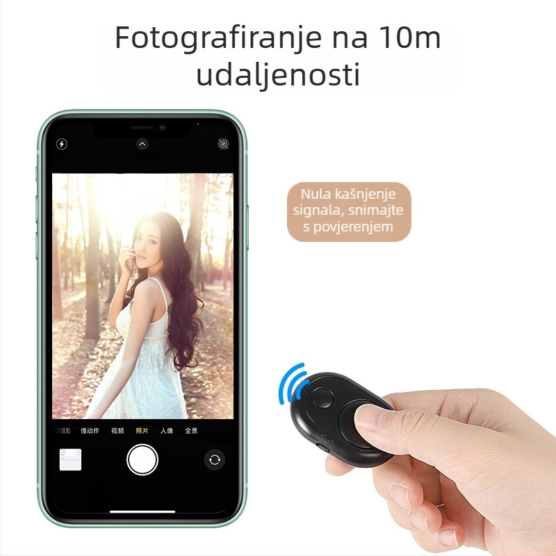Bluetooth daljinski upravljač za Android i iOS, univerzalan za snimanje selfija i videa, model 6-key tremolo, Vernon, ABS materijal, težina 15 g