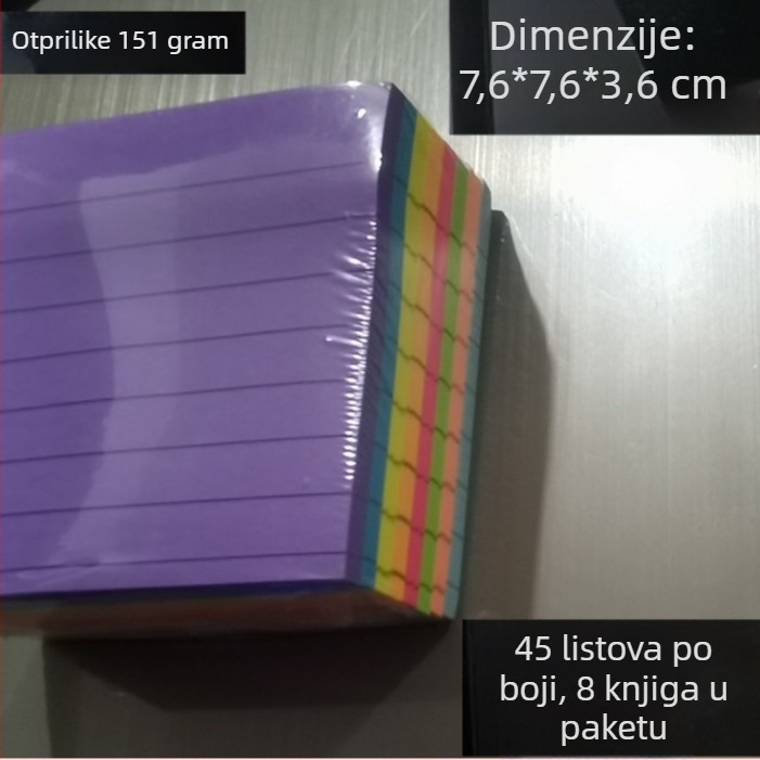 Fluorescentne ljepljive bilješke s linijama, 360 listova