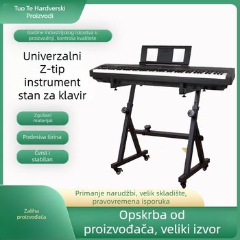 Z-tipa stalak za električno klavijature s kotačićima, metalni okvir, podesiva duljina