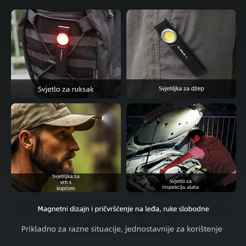 Prenosna LED svjetiljka, kompaktno EDC, 4W, 3.0-4.2V, ugrađena baterija
