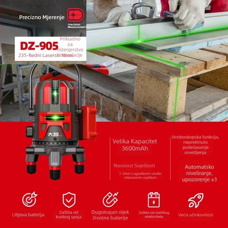 Laser nivel s projekcijama 2/3/5/12/16 linija, visoka preciznost, pametan s digitalnim zaslonom