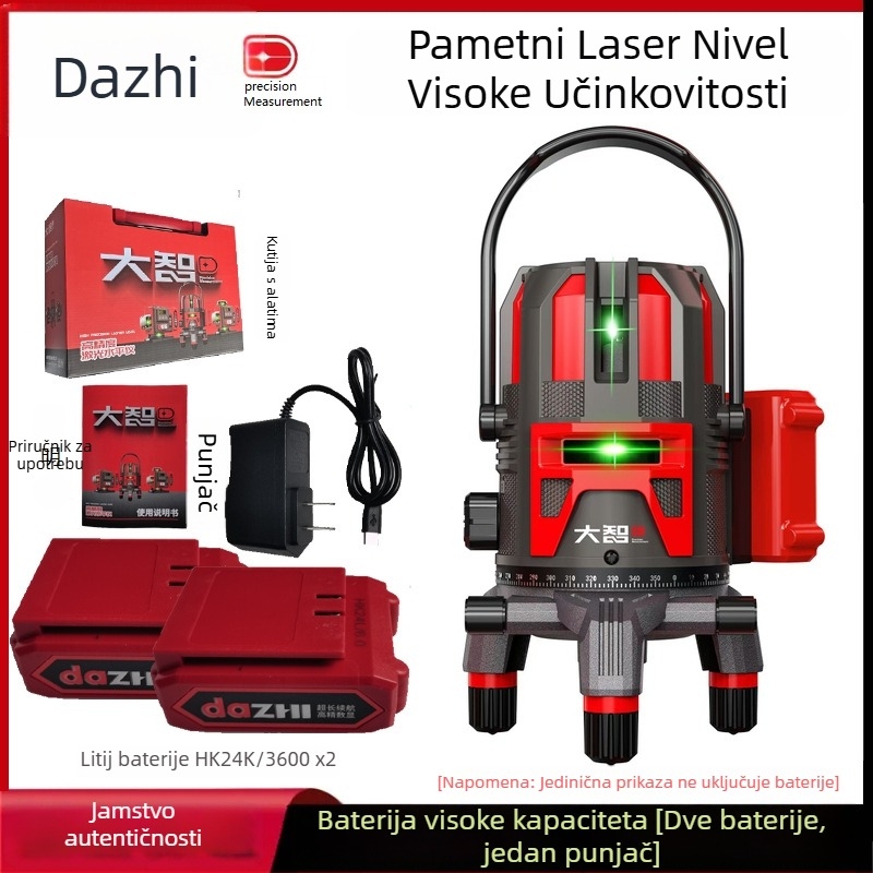 Laser nivel s projekcijama 2/3/5/12/16 linija, visoka preciznost, pametan s digitalnim zaslonom
