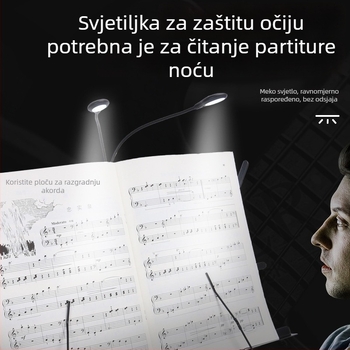 Punjavajuća LED lampica za muzički stalak, USB klipsa, podesiva, za vježbanje klavira