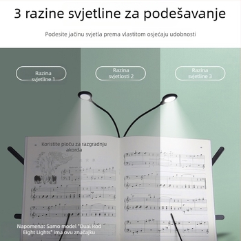 Punjavajuća LED lampica za muzički stalak, USB klipsa, podesiva, za vježbanje klavira