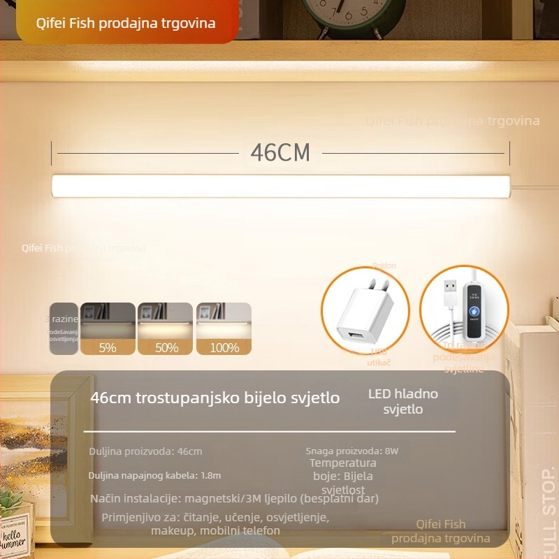 LED stolna lampica za učenje s zaštitom vida – USB napajanje, 5V, magnetska montaža, sjenilo PC+ABS, ambijentalno svjetlo